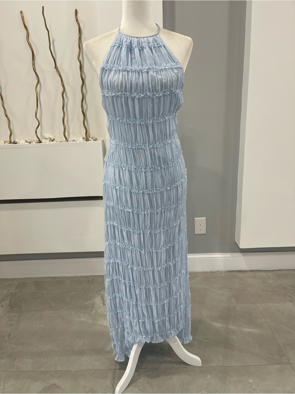 Commense Light Blue Halter Maxi Dress